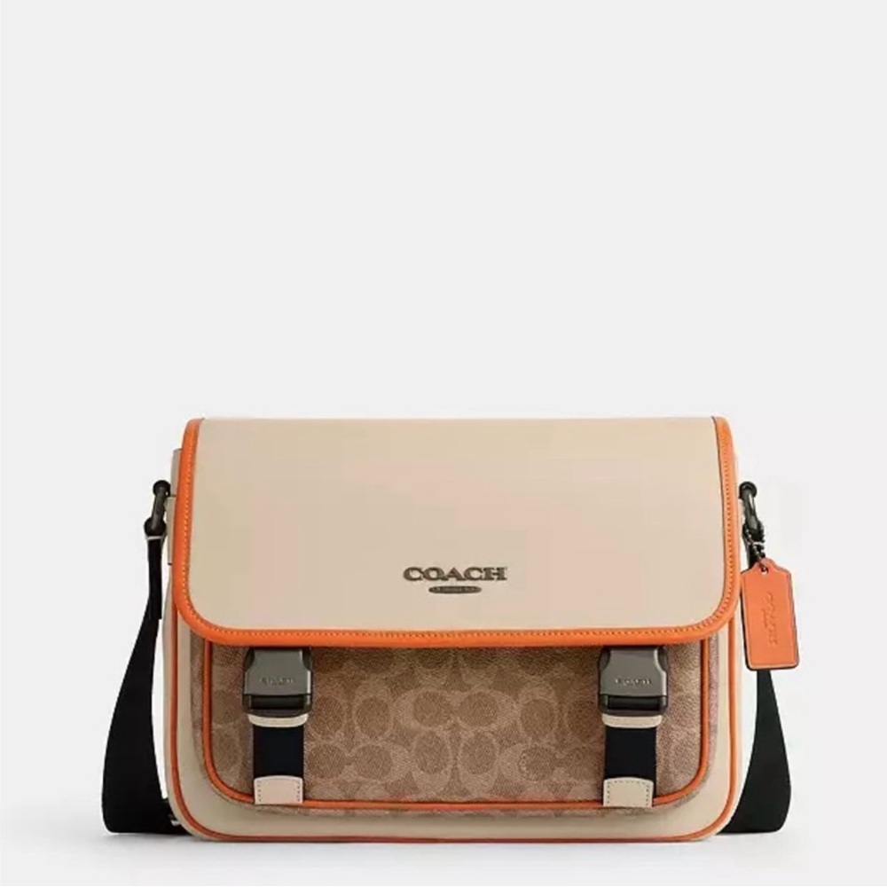 NWOT Coach League Flap Messenger – Colorblock Signature Canvas & Leather